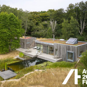 Aerial of new forest house AT awards finalist